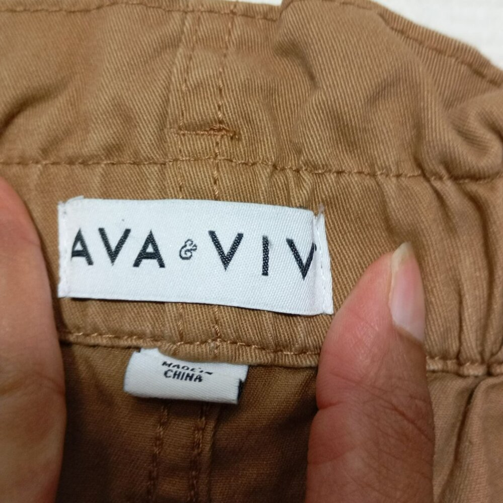 Ava & Viv Shorts 1X  Womens Paperbag Waist Brown With Belt - Picture 3 of 10